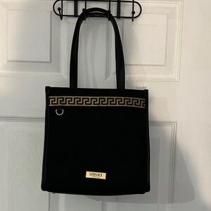 NWT Versace Black Tote with Gold Detailing